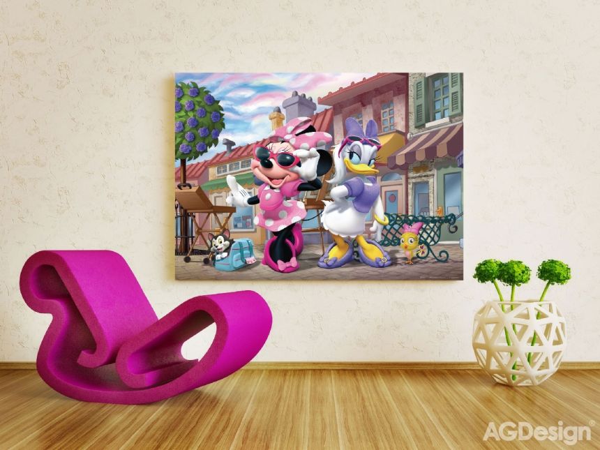 Dětská vliesová fototapeta na zeď - FTDN M 5228, Disney, Minnie a Daisy, 155 x 110 cm, AG Design