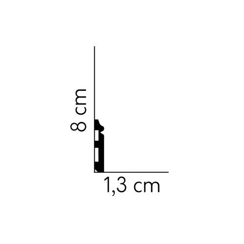 Podlahová lišta standardní MD018, 200 x 1,3 x 8 cm, Mardom