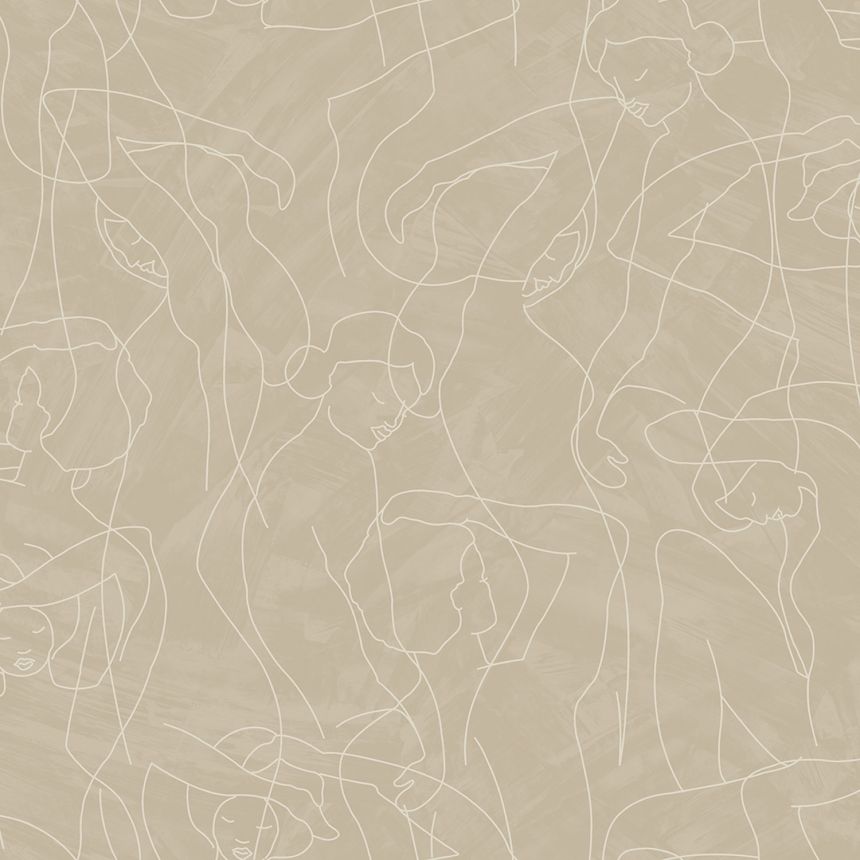 Grafická vliesová tapeta na zeď, postavy, šedo-béžová, SO27044, Soleado, Decoprint