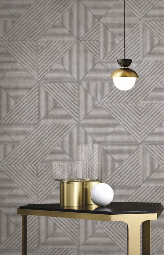 Geometrická vliesová tapeta na zeď, šedo-hnědá, GL76103, Blossom, Prestige Wallcoverings