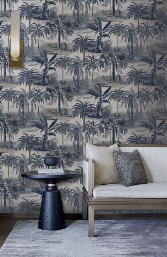 Vliesová tapeta na zeď, šedo-béžová, palmy, GL76201, Blossom, Prestige Wallcoverings