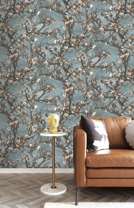 Vliesová tapeta na zeď, šedá, květiny, větvičky, GL76601, Blossom, Prestige Wallcoverings