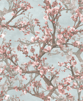 Vliesová tapeta na zeď, šedo-modrá, květiny, větvičky, GL76602, Blossom, Prestige Wallcoverings