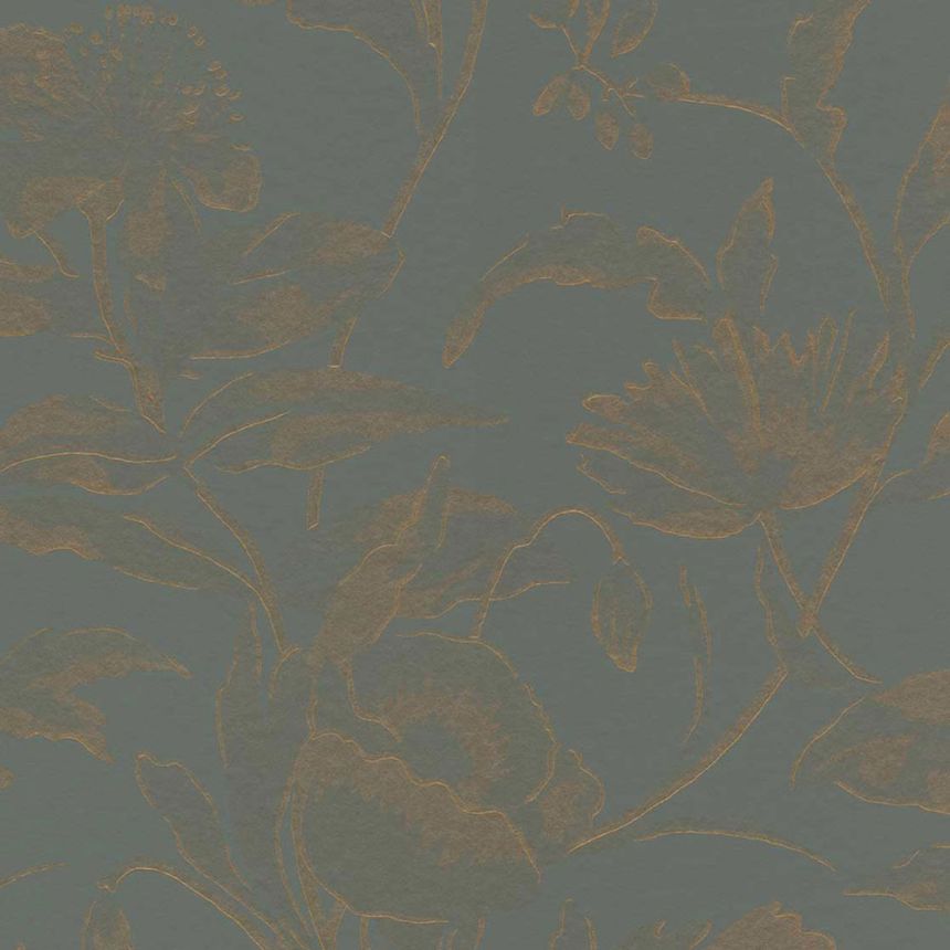 Modro-zelená vliesová květinová tapeta na zeď, 340134, Gilded, Eijffinger
