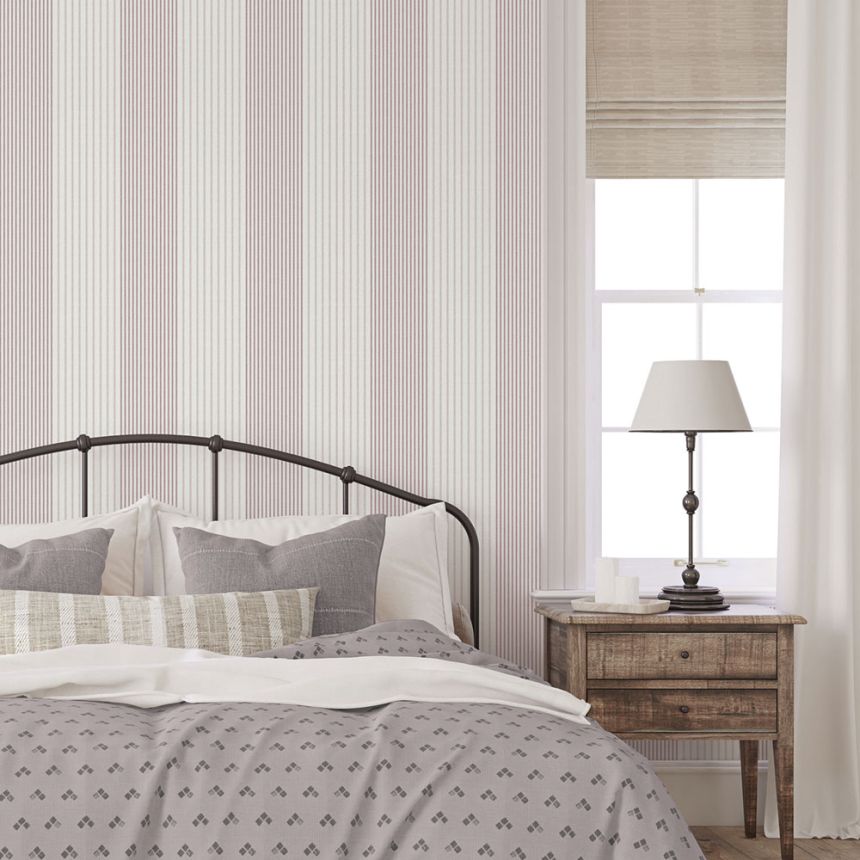 Vliesová tapeta na zeď, růžová, pruhy,  9811-6, Essential Stripes, ICH Wallcoverings