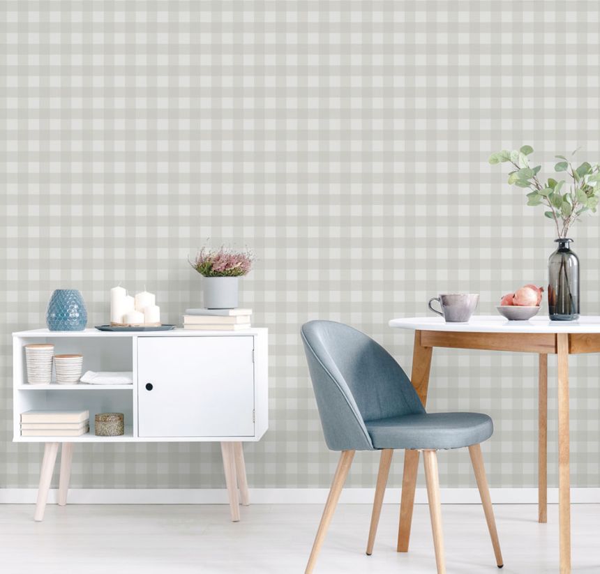 Vliesová tapeta na zeď, šedá, kostka, káro,  9813-3, Essential Stripes, ICH Wallcoverings