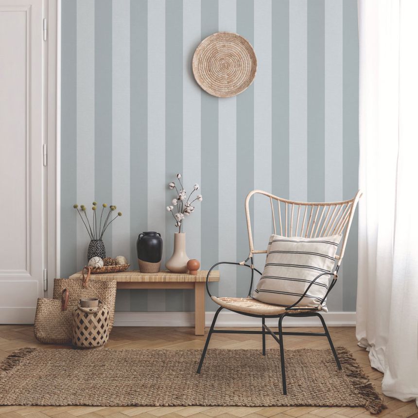 Vliesová tapeta na zeď, modrá, pruhy,  9814-6, Essential Stripes, ICH Wallcoverings