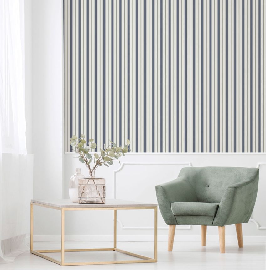 Vliesová tapeta na zeď, modro-zelená, pruhy,  9816-1, Essential Stripes, ICH Wallcoverings