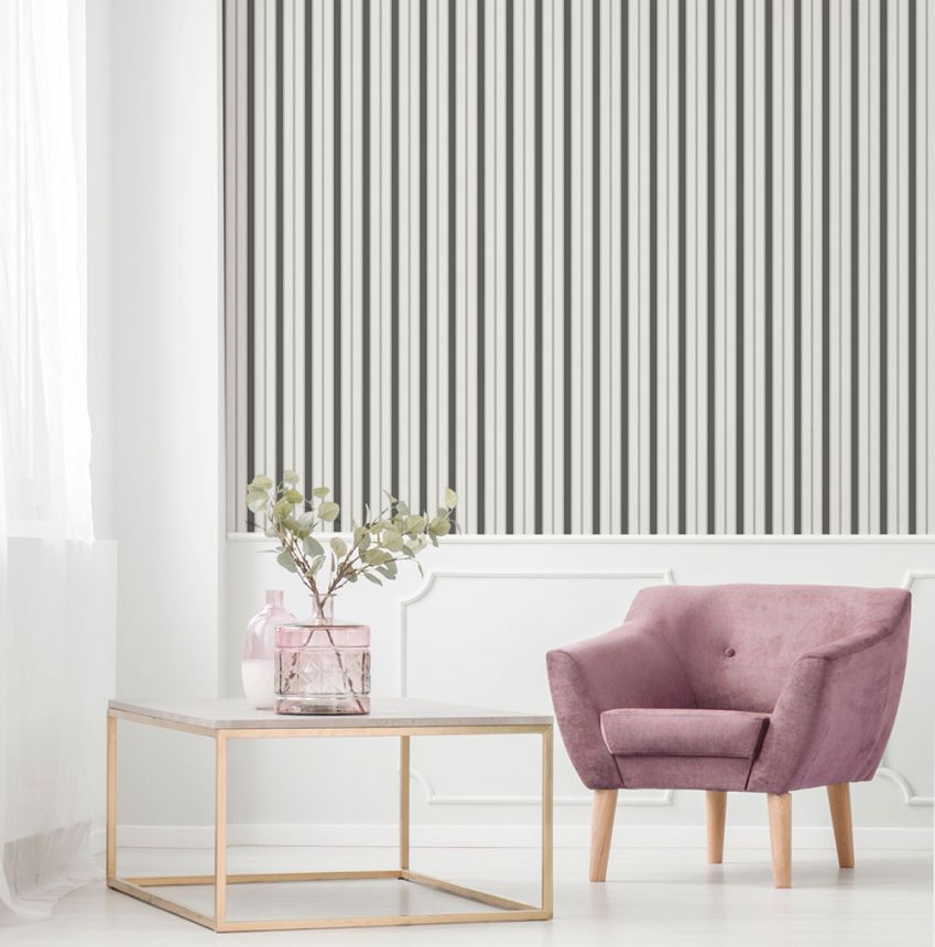 Vliesová tapeta na zeď, šedo-černá, pruhy,  9816-4, Essential Stripes, ICH Wallcoverings