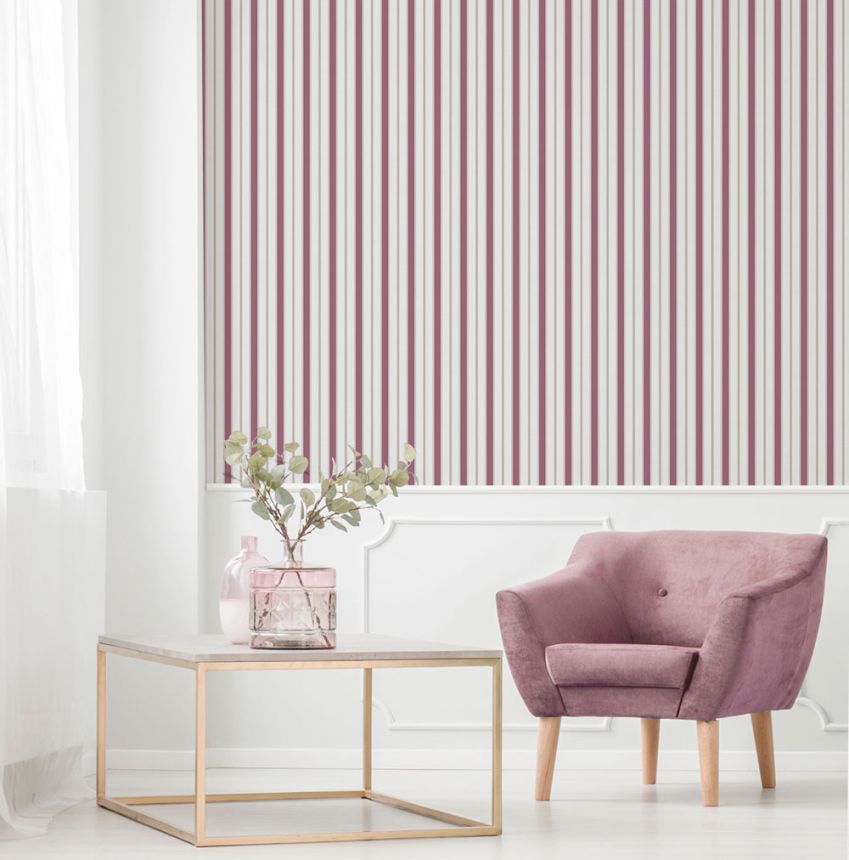 Vliesová tapeta na zeď, červeno-béžová, pruhy,  9816-6, Essential Stripes, ICH Wallcoverings