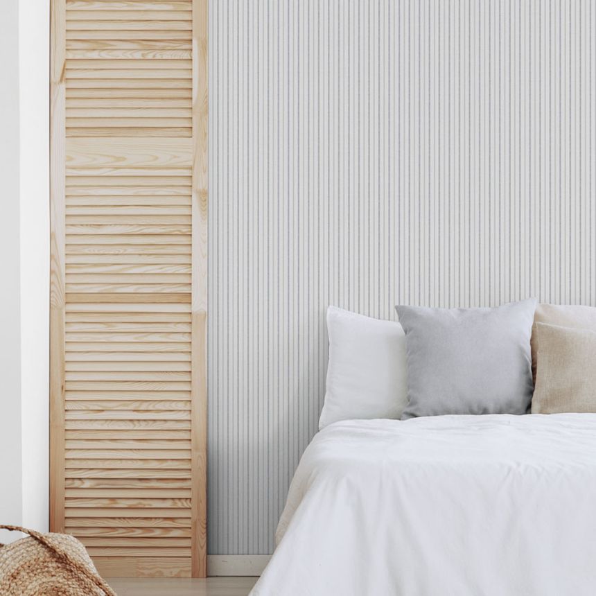 Vliesová tapeta na zeď, modro-bílá, pruhy,  9818-1, Essential Stripes, ICH Wallcoverings