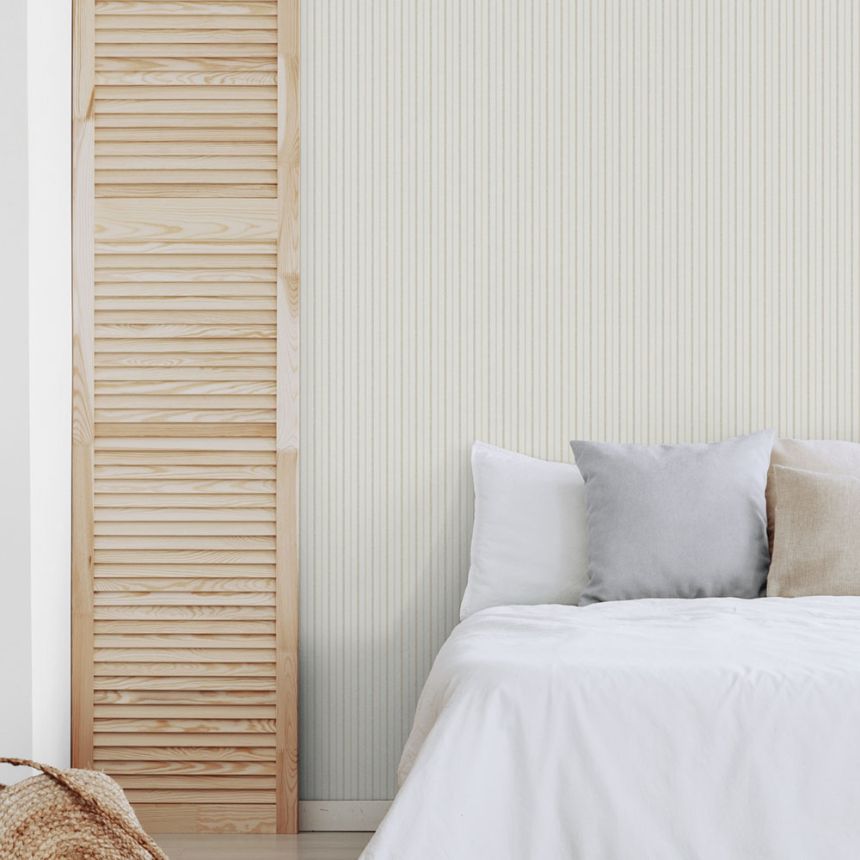 Vliesová tapeta na zeď, béžová, pruhy,  9818-2, Essential Stripes, ICH Wallcoverings