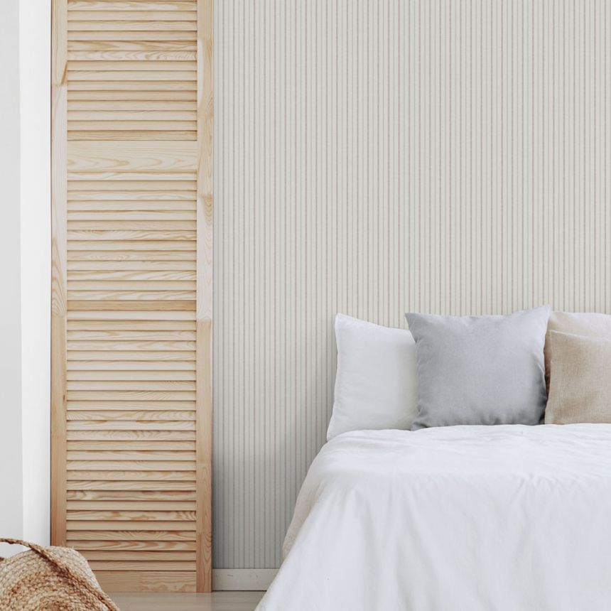 Vliesová tapeta na zeď, červeno-bílá, pruhy,  9818-4, Essential Stripes, ICH Wallcoverings