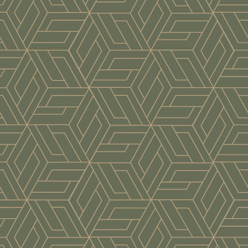 Zeleno-zlatá geometrická vliesová tapeta na zeď, A67303, Vavex 2026