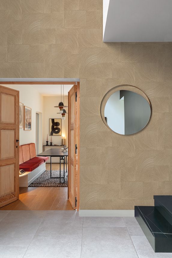 Hnědo-béžová geometrická vliesová tapeta na zeď, A71502, Vavex 2026