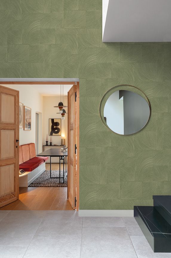 Zelená geometrická vliesová tapeta na zeď, A71503, Vavex 2026