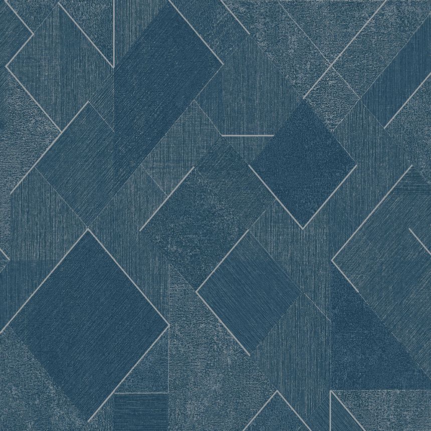 Modrá geometrická vliesová tapeta se třpytkami, A72002, Vavex 2026