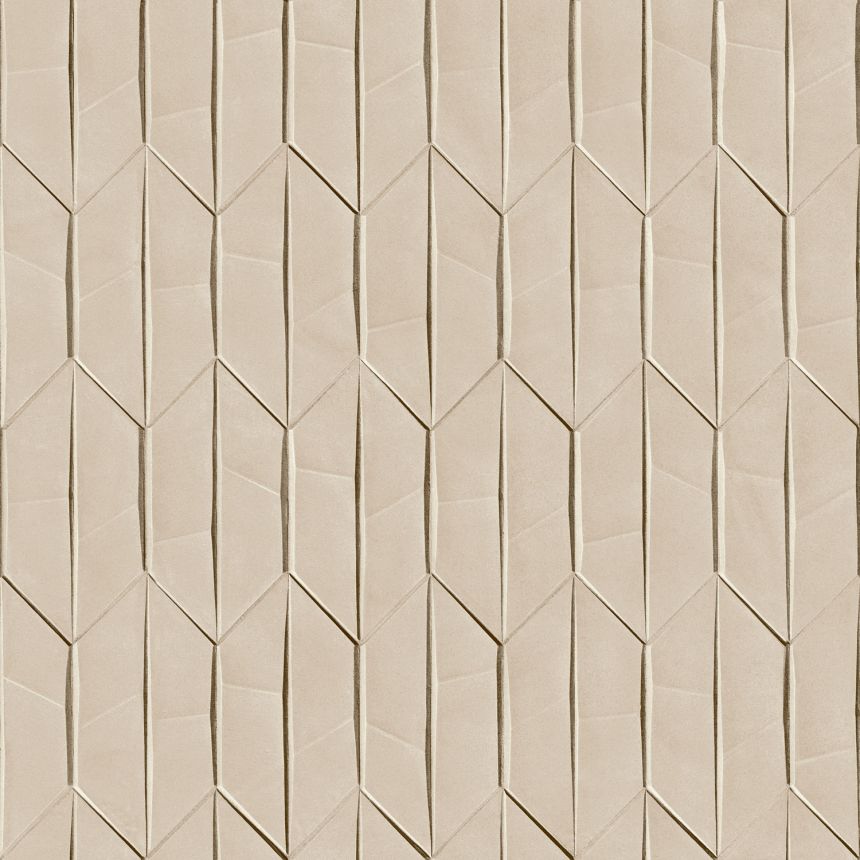 Béžová geometrická 3D vliesová tapeta na zeď, A65002, Arcadia, Grandeco