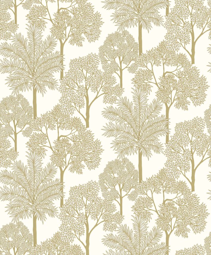 Zlato-krémová vliesová tapeta na zeď, stromy, A71301, Arcadia, Grandeco
