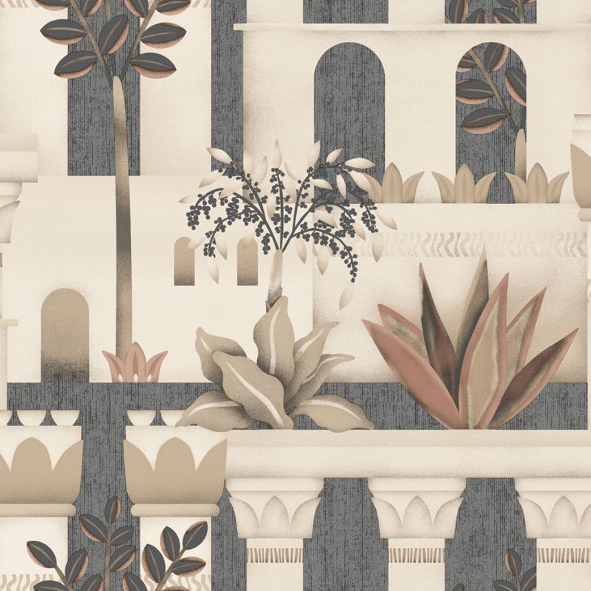 Vliesová tapeta na zeď, hnědo-černá, stromy, rostliny, M65909, Nomade, Ugépa