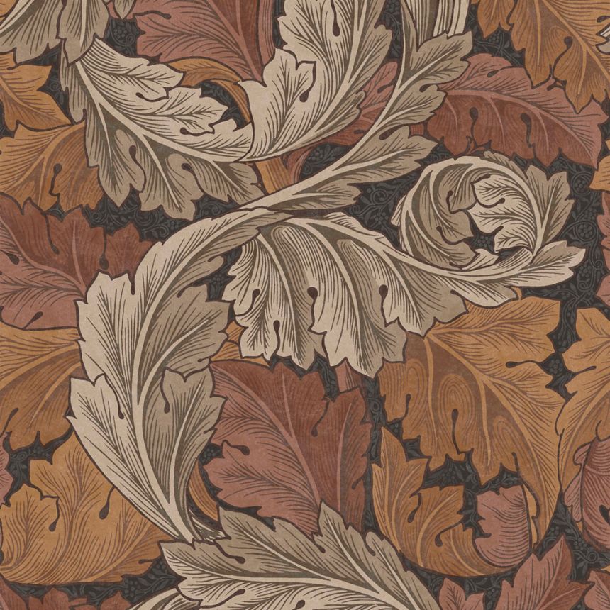 Vliesová tapeta na zeď, hnědo-oranžová, listy, 124224, William Morris At Home