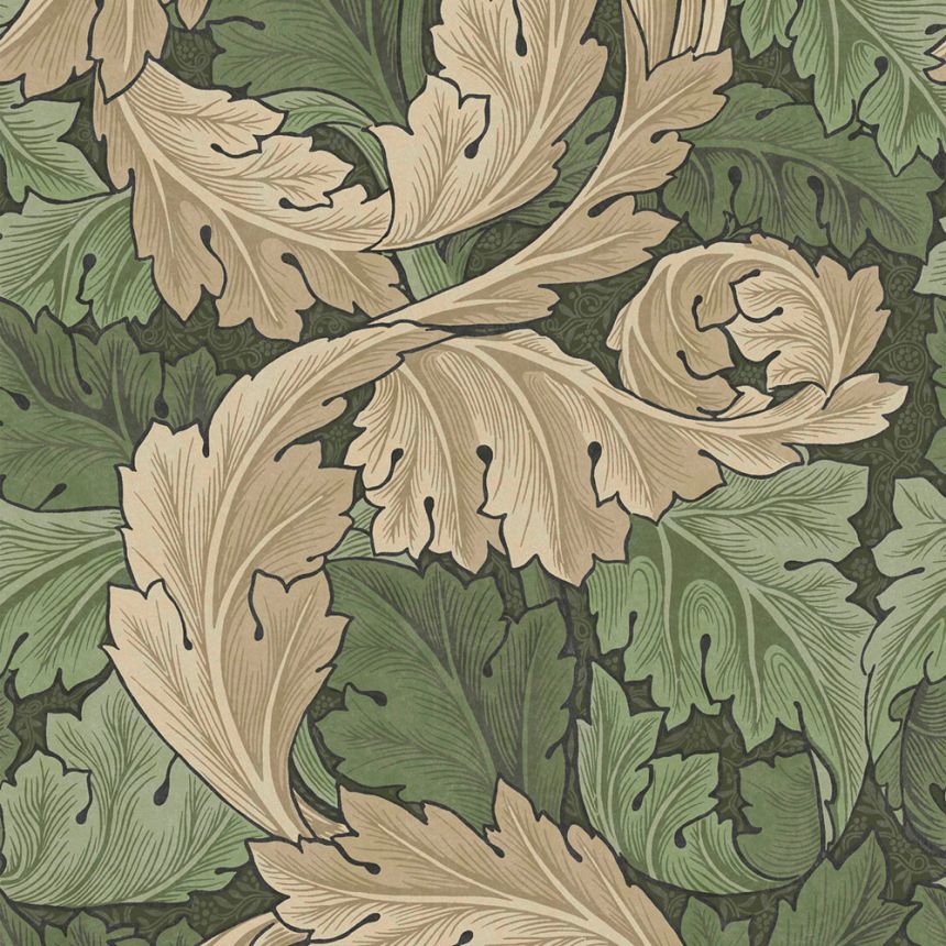 Vliesová tapeta na zeď, zeleno-béžová, listy, 124227, William Morris At Home