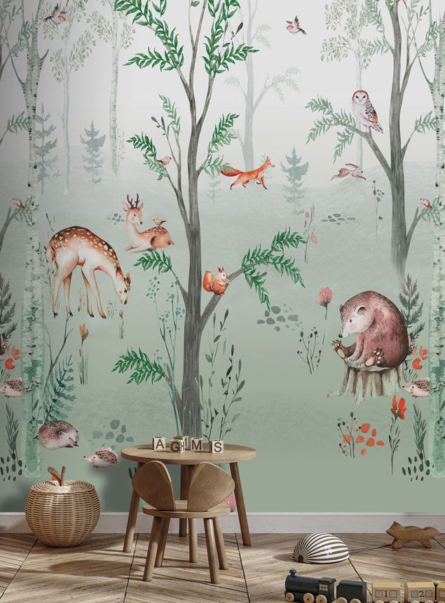 Dětská vliesová obrazová tapeta na zeď, lesní zvířátka, CW6041-1, Cute Walls, Decoprint