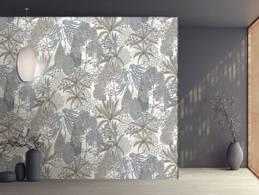 Vliesová obrazová tapeta na zeď, šedá, listy, FW4003-2, Feature Walls, Decoprint