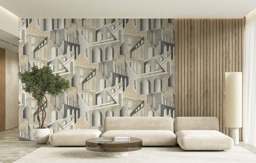 Grafická vliesová obrazová tapeta na zeď, šedo-béžová, FW4013-2, Feature Walls, Decoprint