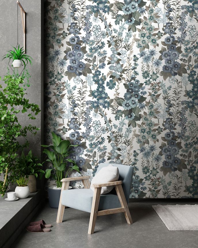 Vliesová obrazová tapeta na zeď, modrá, květiny, FW4025-4, Feature Walls, Decoprint