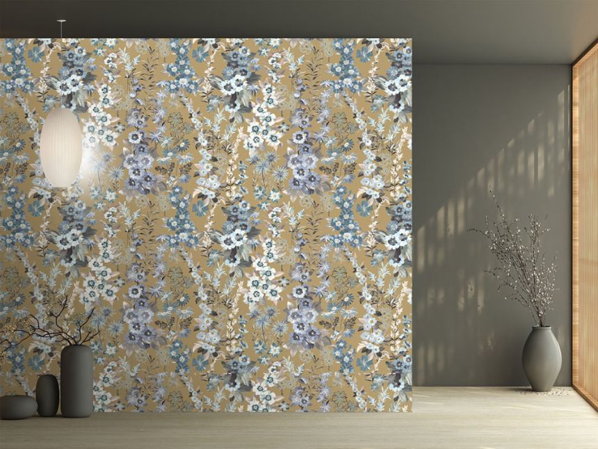 Vliesová obrazová tapeta na zeď, hnědá, květiny, FW4025-13, Feature Walls, Decoprint