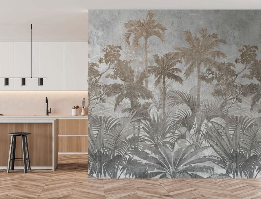 Vliesová obrazová tapeta na zeď, šedá, palmy, FW4027-1, Feature Walls, Decoprint