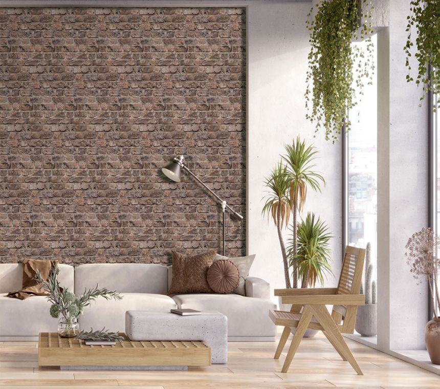 Vliesová obrazová tapeta na zeď, hnědo-červená, cihly, FW4055-1, Feature Walls, Decoprint