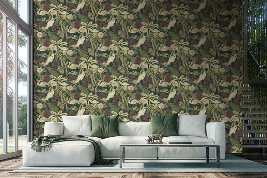 Vliesová obrazová tapeta na zeď, zelená, ptáci, listy, FW4061-3, Feature Walls, Decoprint