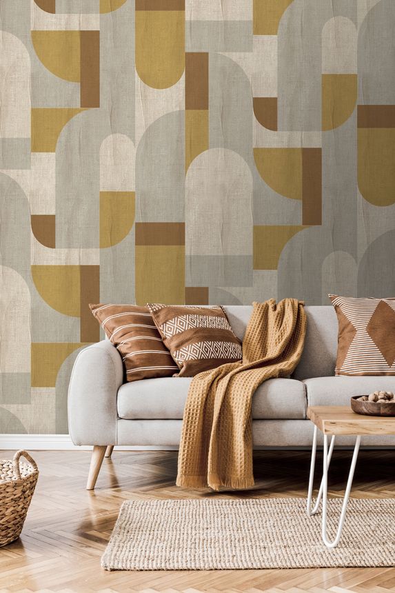 Geometrická vliesová obrazová tapeta na zeď, béžová, FW4064-3, Feature Walls, Decoprint