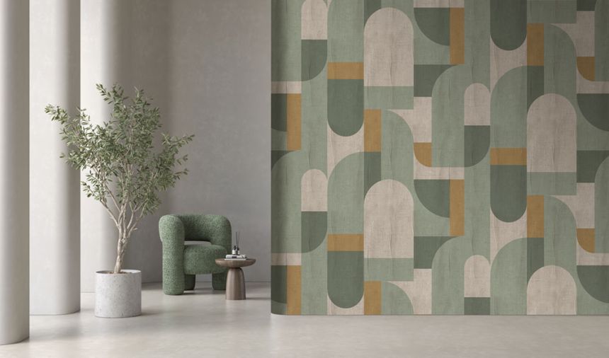 Geometrická vliesová obrazová tapeta na zeď, zelená, FW4064-4, Feature Walls, Decoprint