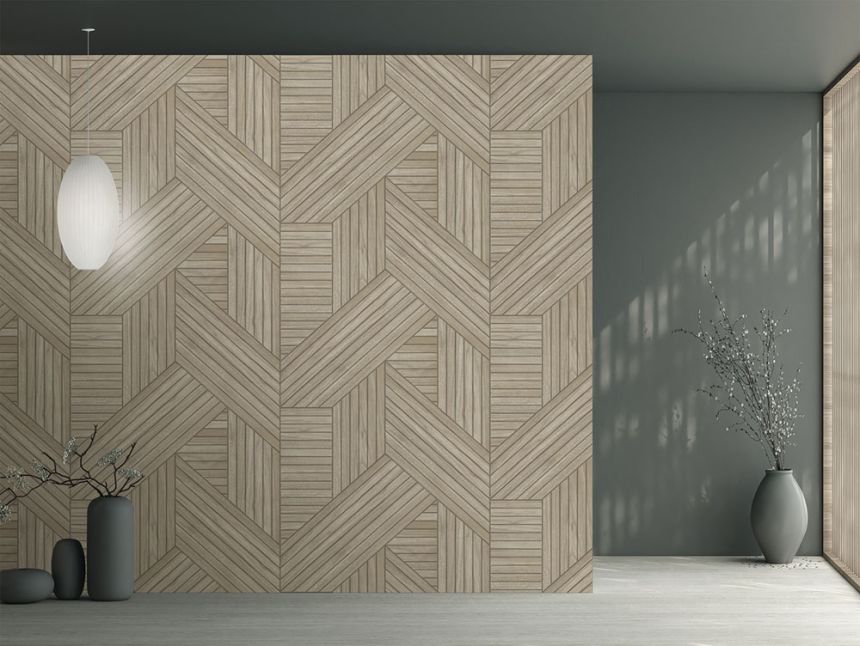 Vliesová obrazová tapeta na zeď, béžová, imitace dřeva, lamel, FW4036-1, Feature Walls, Decoprint