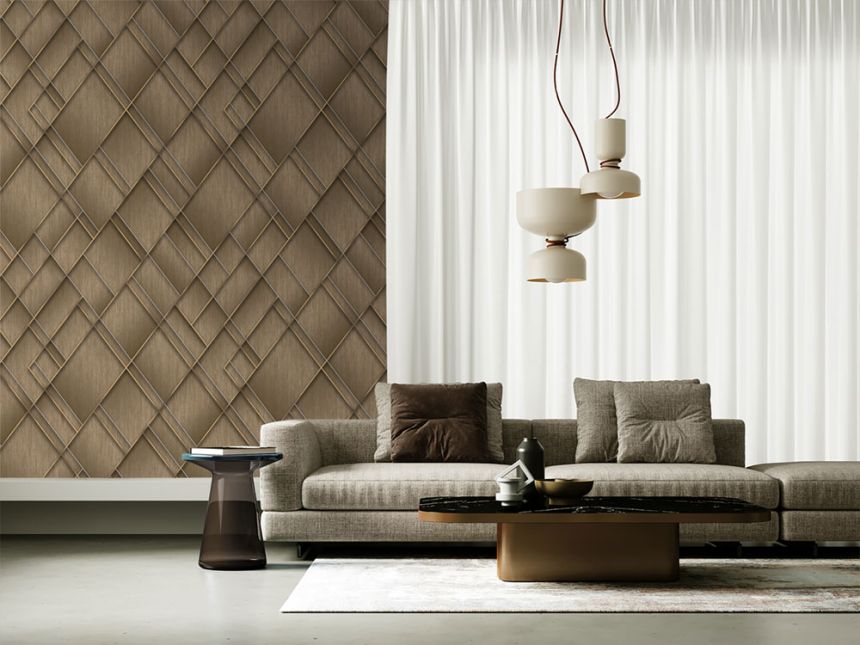 Geometrická vliesová obrazová tapeta na zeď, hnědá, FW4037-3, Feature Walls, Decoprint