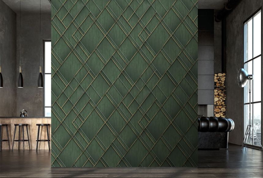 Geometrická vliesová obrazová tapeta na zeď, zelená, FW4037-5, Feature Walls, Decoprint