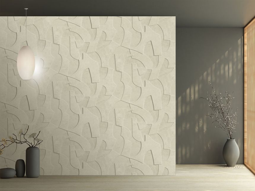 Geometrická vliesová obrazová tapeta na zeď, 3D, krémová, FW4042-2, Feature Walls, Decoprint