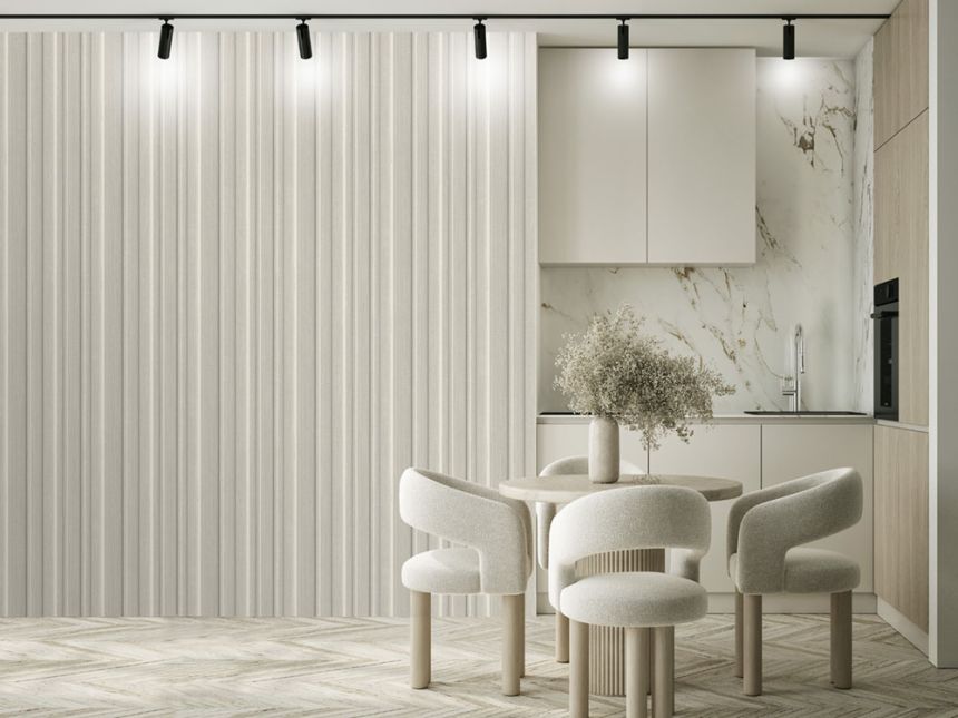 Vliesová obrazová tapeta na zeď, 3D imitace lamel, šedá, FW4043-3, Feature Walls, Decoprint