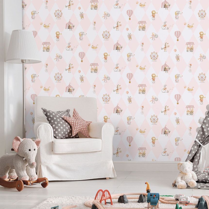 Dětská vliesová tapeta na zeď, růžová, zvířátka, 282-1, Enzo,  ICH Wallcoverings