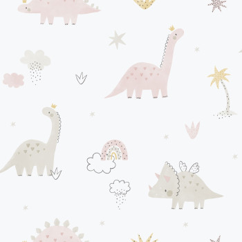 Dětská vliesová tapeta na zeď, růžová, dinosauři, 283-1, Enzo,  ICH Wallcoverings