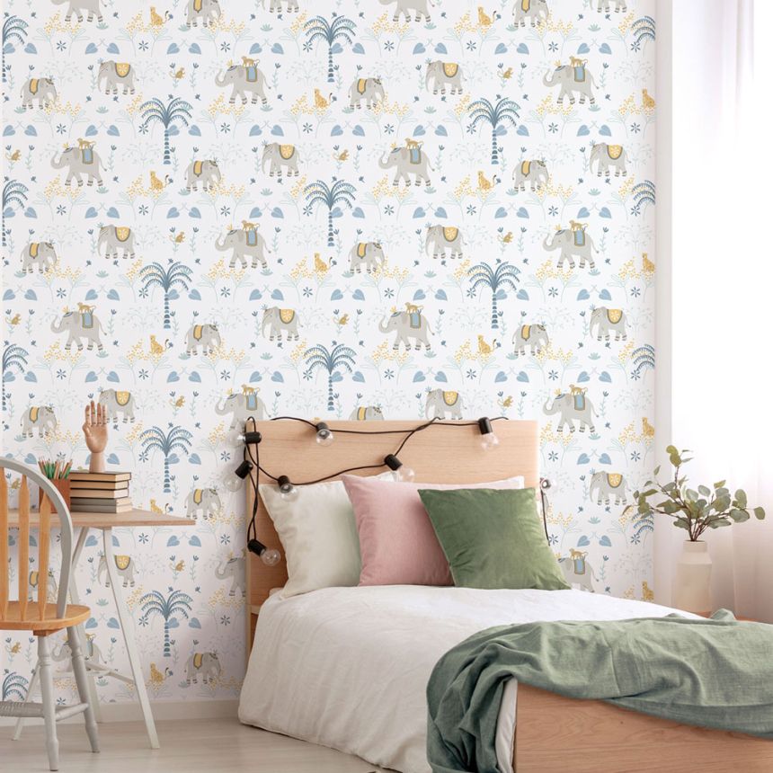 Dětská vliesová tapeta na zeď, modrá, zvířátka, 285-2, Enzo,  ICH Wallcoverings