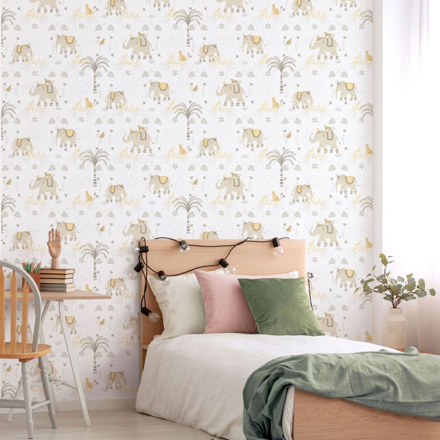 Dětská vliesová tapeta na zeď, šedo-béžová, zvířátka, 285-3, Enzo,  ICH Wallcoverings