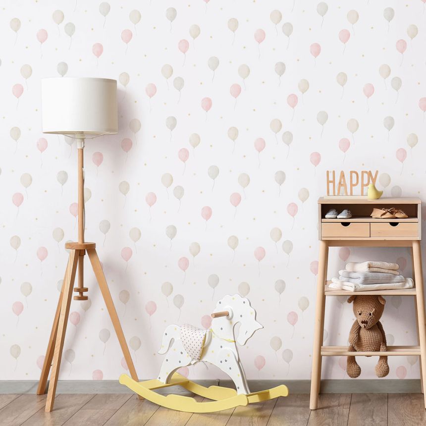 Dětská vliesová tapeta na zeď, růžová, balonky, 287-1, Enzo,  ICH Wallcoverings