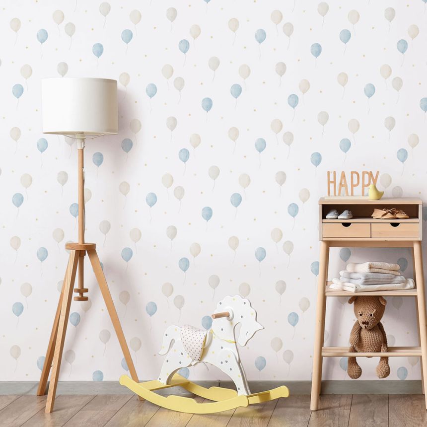 Dětská vliesová tapeta na zeď, modrá, balonky, 287-2, Enzo,  ICH Wallcoverings