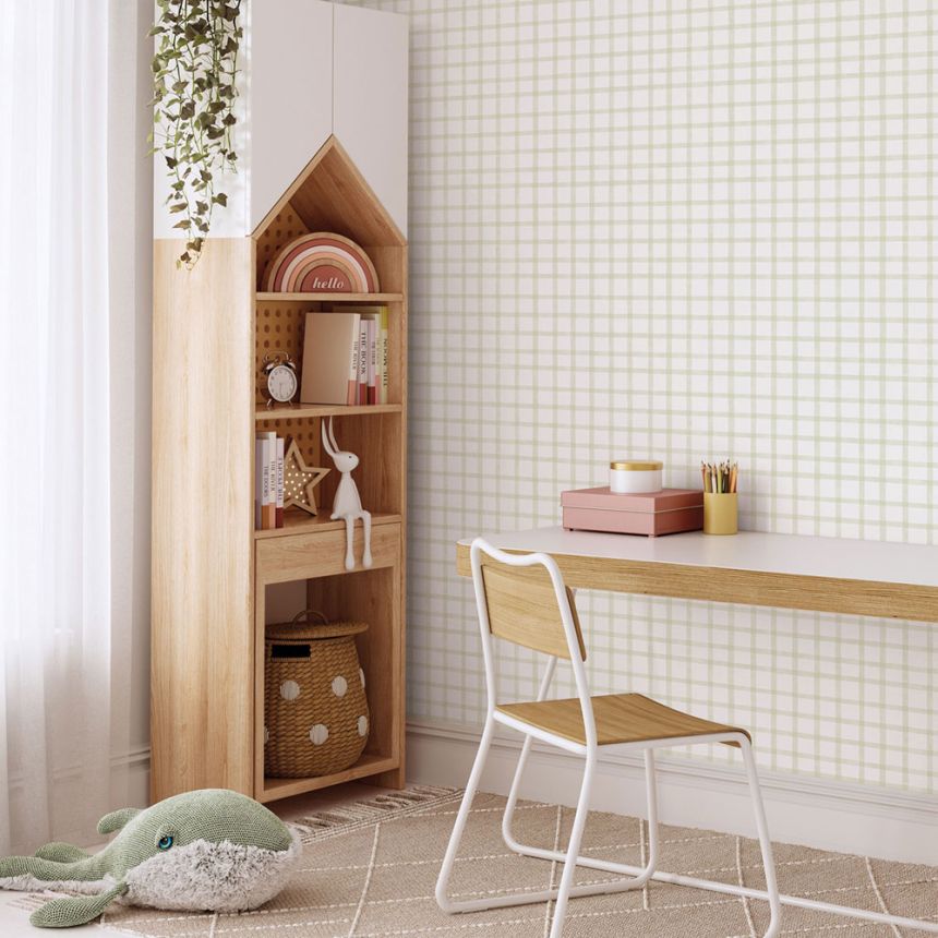 Geometrická vliesová tapeta na zeď, zelená, káro, 290-4, Enzo,  ICH Wallcoverings