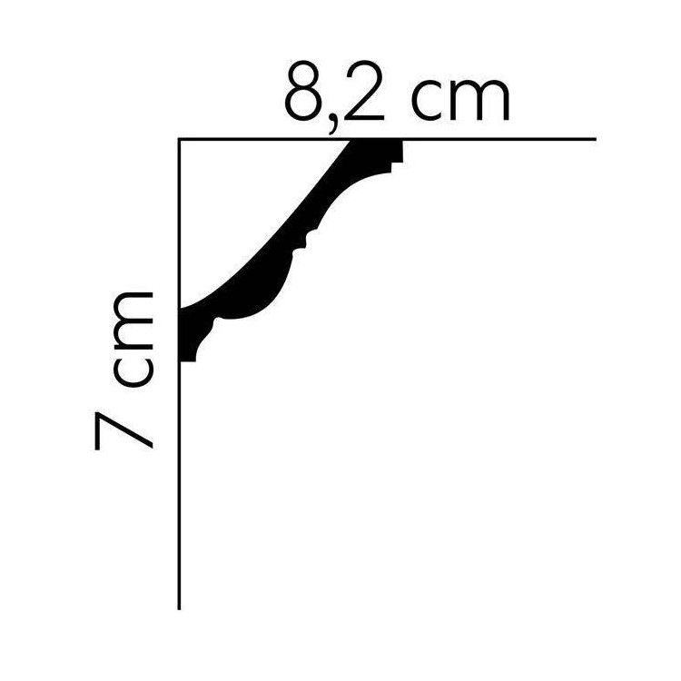 Stropní lišta s ormamentem MDA008, 200 x 8,2 x 7 cm, Mardom